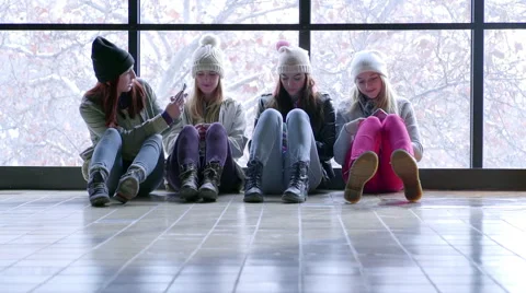 Happy Teens Put Their Arms Around Each Other, They Smile And Laugh Video stock 47007792