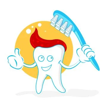 Happy teeth with brush Stock Illustration