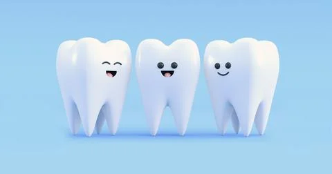 Happy teeth gathering 3d render Stock Illustration