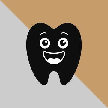 Happy teeth icon silhouette vector style with a white background. smiley to.. Stock Illustration