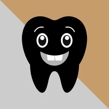 Happy teeth icon silhouette vector style with a white background. smiley to.. Stock Illustration