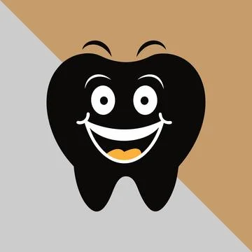 Happy teeth icon silhouette vector style with a white background. smiley to.. Stock Illustration