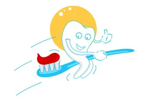 Happy teeth with tooth paste Stock Illustration