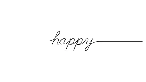 Happy text animated continuous single one line art word animation Stock Footage 313420665