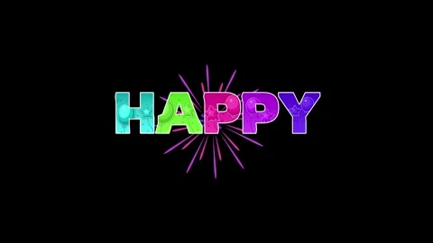 Happy text animation with fireworks Video stock 340774967