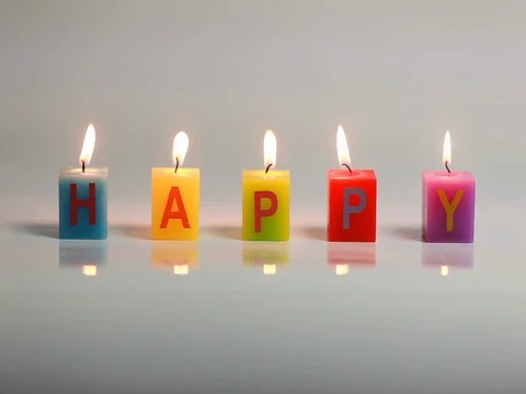 Happy text candle flame Stock Footage 73009963