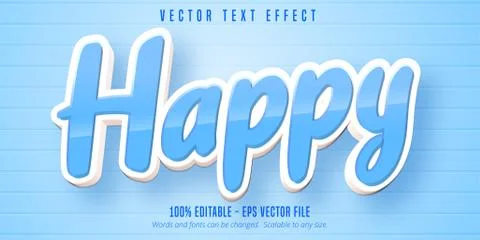 Happy text, cartoon style editable text effect Stock Illustration