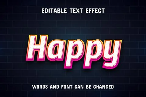 Happy text - editable text effect Stock Illustration