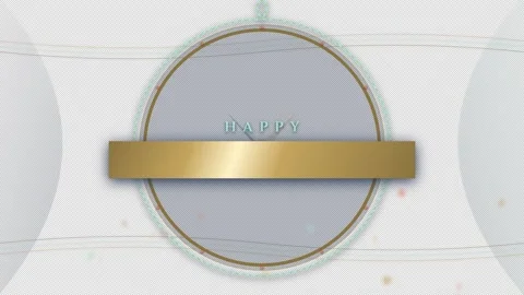 Happy text on golden background with decorative circle design Stock Footage 344571139