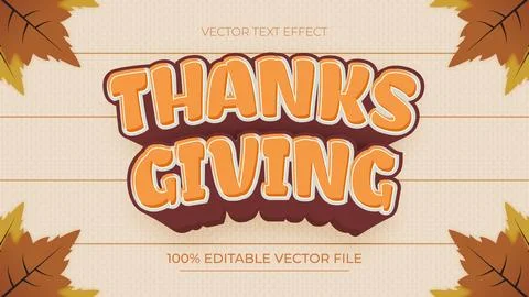 Happy Thanks Giving editable text effect template Stock Illustration