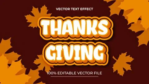 Happy Thanks Giving editable text effect template Stock Illustration