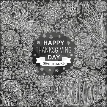 Happy Thanksgiving background with creative vegetables and flowers Stock Illustration