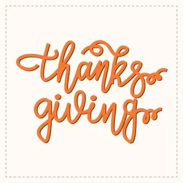Happy thanksgiving calligraphy text. Vector illustration lettering Stock Illustration