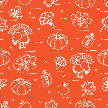 Happy Thanksgiving cartoon pattern. Stock Illustration
