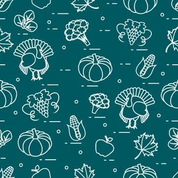 Happy Thanksgiving cartoon pattern. Stock Illustration