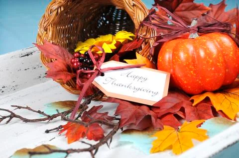 Happy Thanksgiving cornucopia Stock Photos