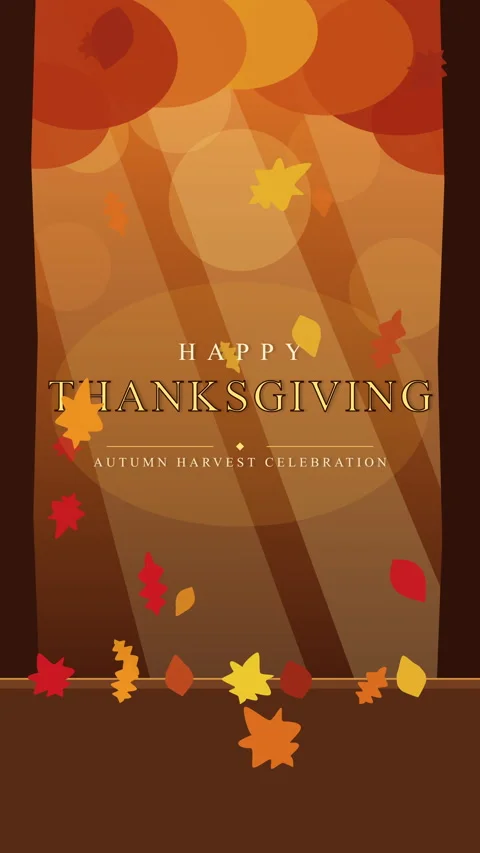 Happy thanksgiving day animation falling leaves bokeh background loop Stock Footage 346544141