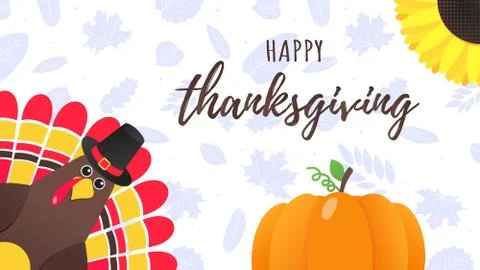 Happy thanksgiving day flat style design poster vector illustration Illustrazione stock