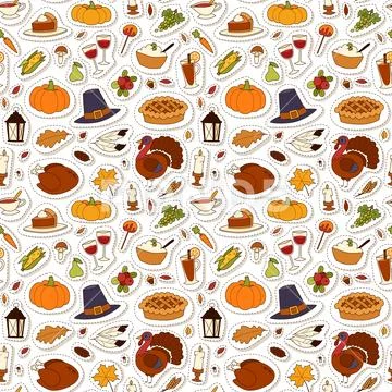 Happy Thanksgiving Day seamless pattern vector Stock Illustration