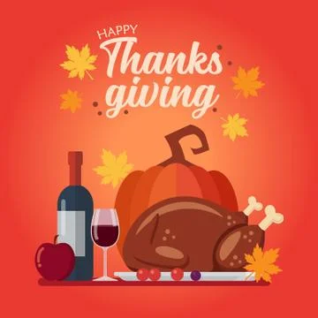 Happy Thanksgiving dinner set Stock Illustration
