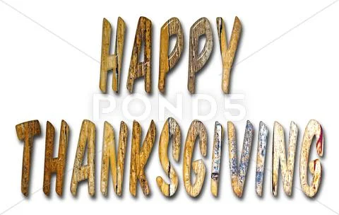 Happy Thanksgiving Distressed Wood Words Stock Illustration