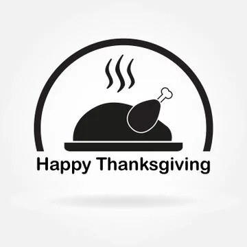 Happy Thanksgiving  icon with cooked turkey symbol. Vector illustration. Stock Illustration