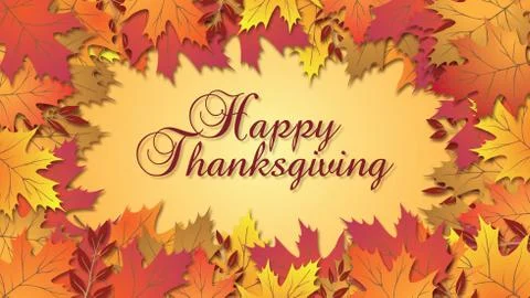 Happy Thanksgiving Leaf Border with Type Stock Illustration