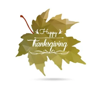 Happy Thanksgiving. Maple leaf in triangular style with hand drawn Stock Illustration