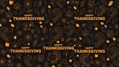 Happy Thanksgiving Pattern Background with Turkey and Leaves Stock Illustration
