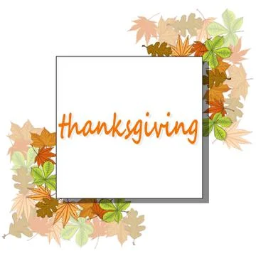Happy Thanksgiving script with pumpkins and leaves vector illustration on whi Stock Illustration