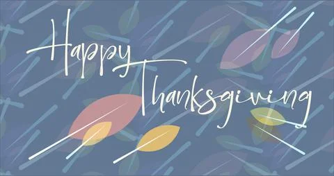Happy Thanksgiving text with calligraphic script on fallen autumn leaves back Stock Illustration