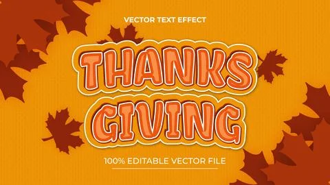 Happy thanksgiving text effect editable text effect autumn day Stock Illustration