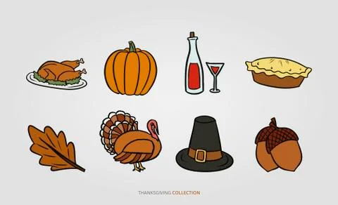 Happy Thanksgiving vector set collection Stock Illustration