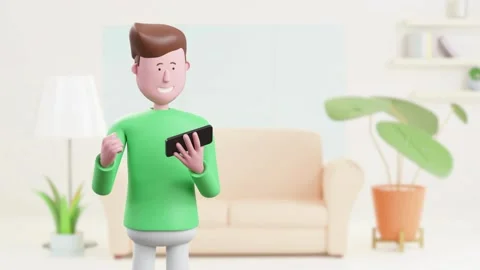 A happy three dimensional animated man wearing Video stock 333113494