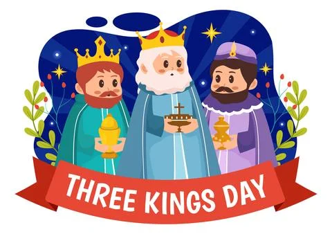 Happy Three Kings Day Vector Illustration to Faith on the Divinity of Jesus.. Stock Illustration
