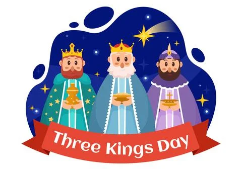 Happy Three Kings Day Vector Illustration to Faith on the Divinity of Jesus.. Stock Illustration