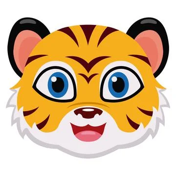 Happy tiger face with stripes. Vector Illustrazione stock