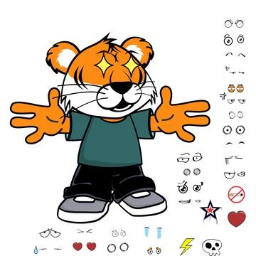 Happy tiger toon Stock Illustration