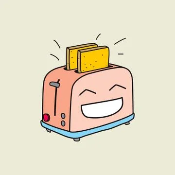 Happy toaster is ready for breakfast. Stock Illustration
