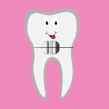 Happy tooth bracket Stock Illustration