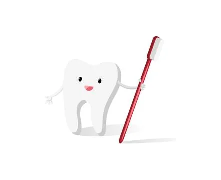 Happy tooth with brush Stock Illustration