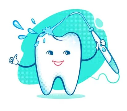 Happy tooth with irrigator Stock Illustration