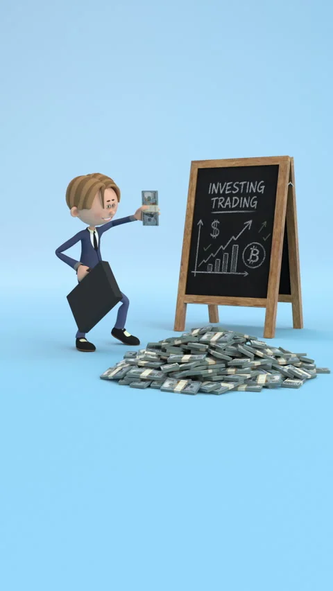 Happy trader dance – 3d render looped. Stock Footage 336445704