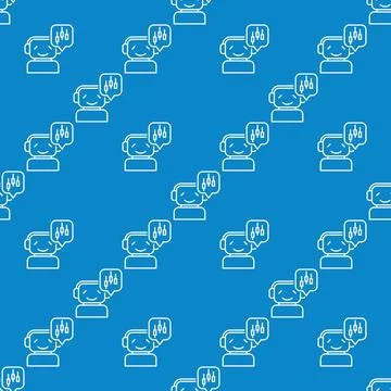 Happy Trading Bot with Candlestick Chart vector seamless pattern in outline.. Stock Illustration