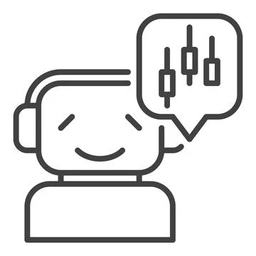 Happy Trading Bot with Candlestick Chart vector icon or symbol in outline sty Stock Illustration