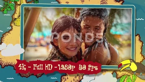 Happy Travel Kids SlideShow  After Effects	Stock