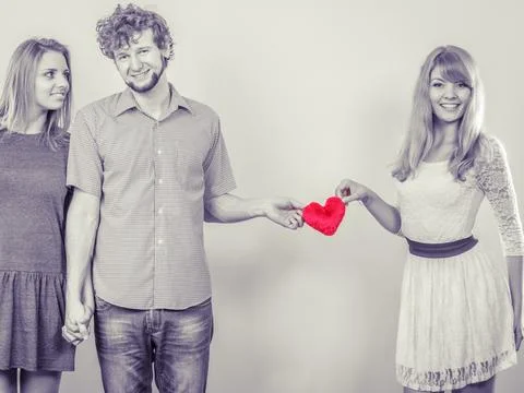 Happy triangle relationship Stock Photos