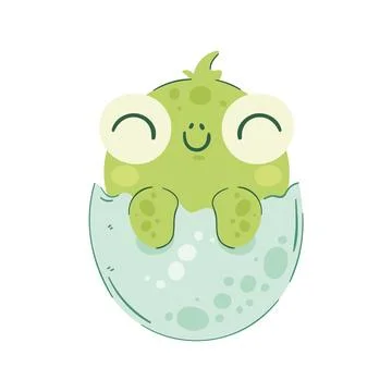 Happy turtle coming out of its egg Stock Illustration