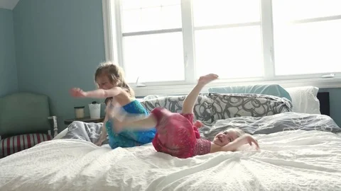 Happy twin jump having fun together Stock-Footage 80314507