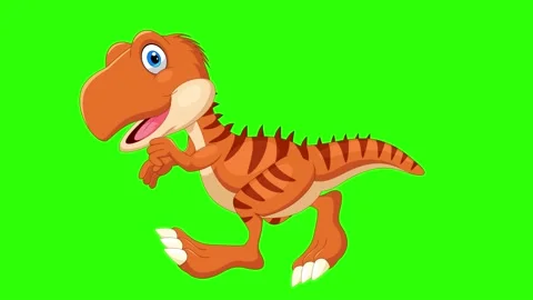 Happy tyrannosaurus cartoon 2d animation screen green Stock Footage